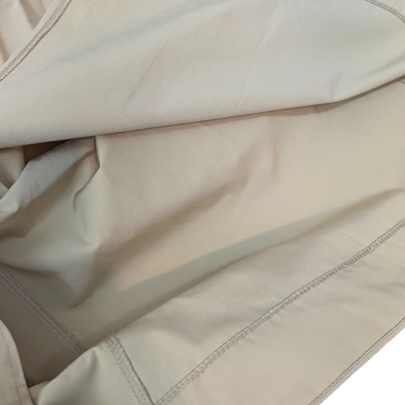 GSTQ 2 Way Zip Midi Dress NEW Womens Medium Beige Black Minimalist - Picture 12 of 14